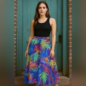 Soft Surroundings Multicolor Tropical A-Line Skirt